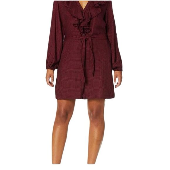 NWT PAIGE Isabelle Dress Rumba Red Check Raw Ruffle Size S - Picture 3 of 11